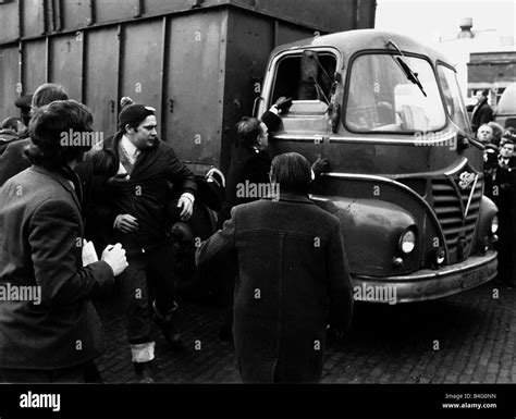 A Lorry crossing the picket line at Saltley Coke depot in the West ...