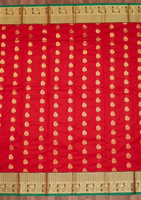 Buy Red Zari Work Banarasi Silk Saree - Koskii