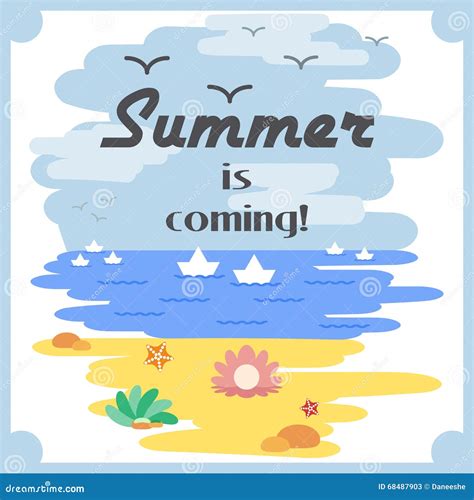 Summer is coming flat card stock vector. Illustration of design - 68487903