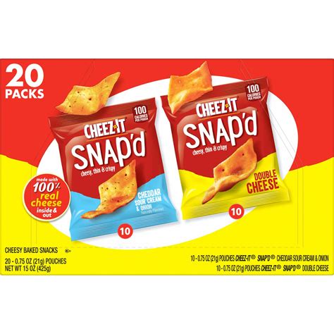 Cheez-It Snap'd Cheese Crackers Variety Pack, Thin Crisps, 20 Pack ...
