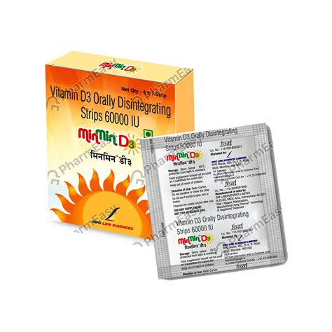 Minmin D3 60000 IU Orally Disintegrating Strip (1): Uses, Side Effects ...