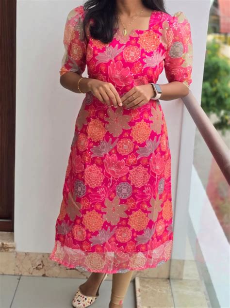 Buy Tissue Silk Straight Cut Kurti with Embroidery – 41-inch Height ...