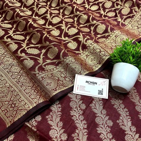 Maroon Golden Zari Banarasi Silk Suit – Mohsin Textiles