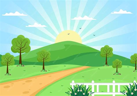 Sunrise landscape of morning scene mountains, hill, lake and valley in ...