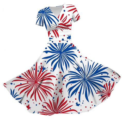 HAJWOH Fourth Of July Dresses for Women Patriotic Spaghetti Strap Beach ...