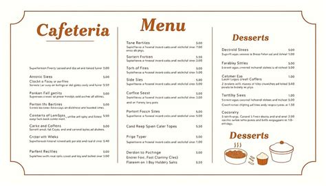 Cafeteria Menu 的图像结果