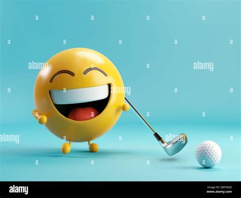Smilie face emoji golf player 3d render happy Stock Photo - Alamy