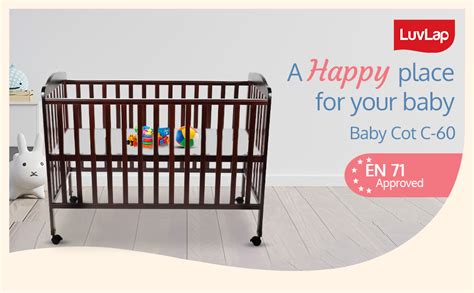 Buy Luvlap C - 60 Baby Wooden Cot, New Zealand Pinewood Furniture, for ...