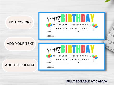 Happy Birthday Gift Certificate Template Printable Unisex - Etsy