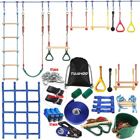 Tuahoo 300lbs 50ft Slackline Ninja Obstacle Course For Kids Outside ...