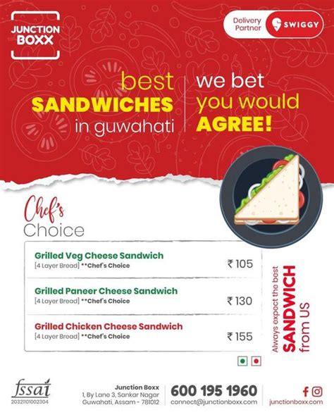 Menu at Junction Boxx, Guwahati