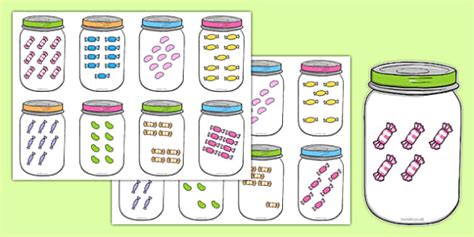 Sweets in Jar Subitising Cards 1-9
