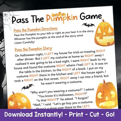 Pass the Pumpkin Game Halloween Printable, Left Right Game East ...