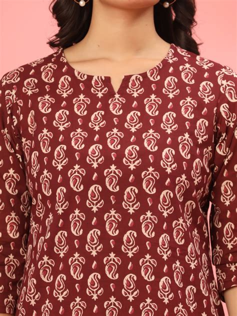 Maroon Paisley Pure Cotton Co-ord Set – VEDANA