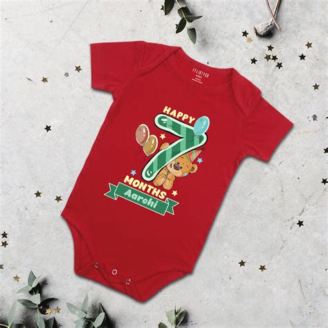 Happy Seven Months Milestone Baby Romper | Onesies w/ Custom Name ...