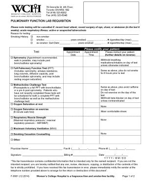 Fillable Online WCH Pulmonary Function Lab Requisition Fax Email Print ...