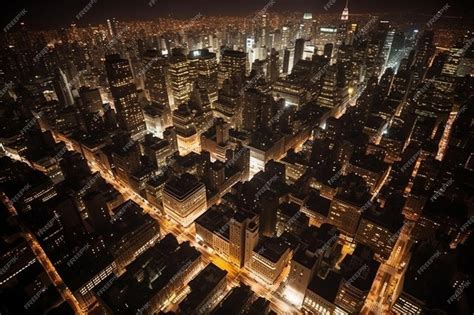 Premium Photo | Nyc aerial view of new york city at night