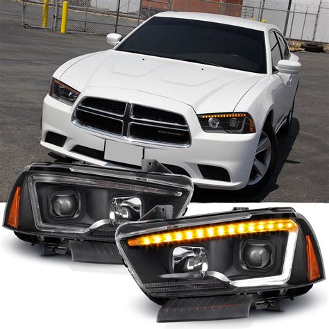 Fit [Switchback LED] 2011-2014 Dodge Charger Black DRL Tube Projector ...