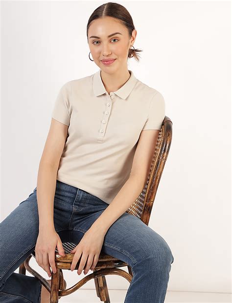 Buy Pure Cotton Plain Polo Neck T-Shirt at Marks & Spencer