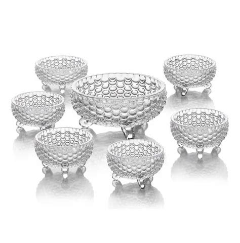Buy Red-Rubby Crystal Glass Bowl Set of 7 pcs with 1 Large Bowl & 6 ...
