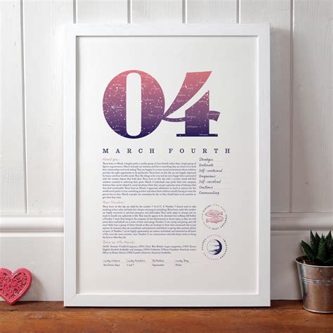 4th March Birthday Gift Print - Make it with Words