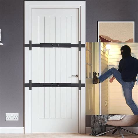 Door Security Door Bar (Black 2 Sets - Heavy Duty) Use as Door Security ...