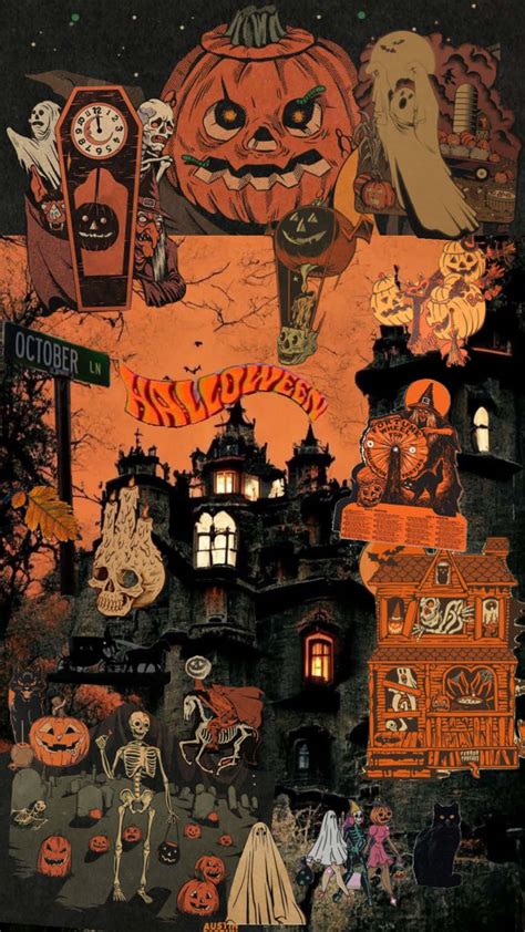Download Vintage Halloween Collage Art Wallpaper | Wallpapers.com