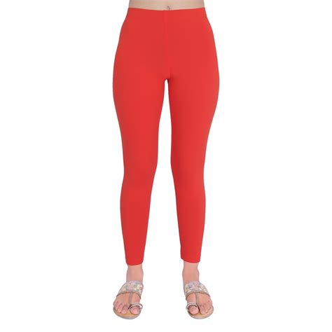 Women Bright Red Ankle Length Legging – One Sky