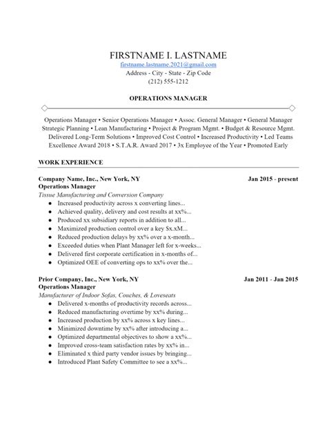 Download Free Operations Manager Resume .Docx (Word) Template on ...