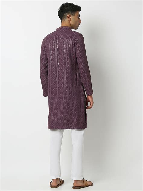 Embellished Mandarin Collar Full Sleeve Kurta and Pant Set