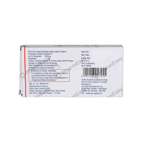 Faronem Er 300 MG Tablet (6): Uses, Side Effects, Price & Dosage ...