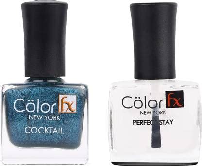Color Fx Glossy Nail Enamel Combo with Top Coat, Blue, Gel Like Finish ...