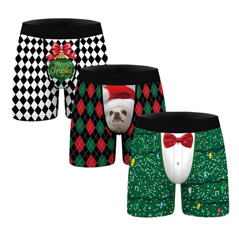Buy GLUDEAR Men's 3-Pack Funny Ugly Christmas Boxers Novelty Humorous ...