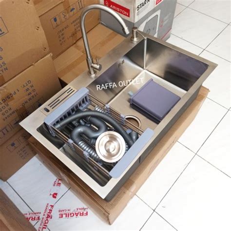 Jual paket kitchen sink 7545 thsink+kran tanam angsa sus+t sabun/sink ...