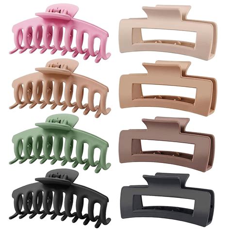 Chema 6pcs Big Hair Claw Clips Clutcher Neutral Colors Hair Clips For ...