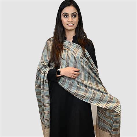 Pure Pashmina Stripe Blue – The Shawl Studio