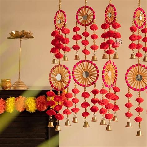 Buy BS AMOR Dual Red Chakri Latkan Traditional Hanging Latkan for Party ...