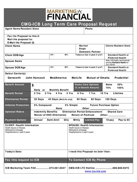 Fillable Online CMGICB Long Term Care Proposal Request Fax Email Print ...