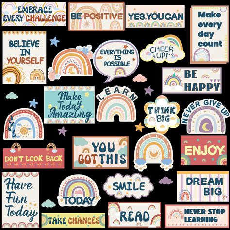 Buy 34 PCS Boho Rainbow Classroom Bulletin Board Set Inspiration ...