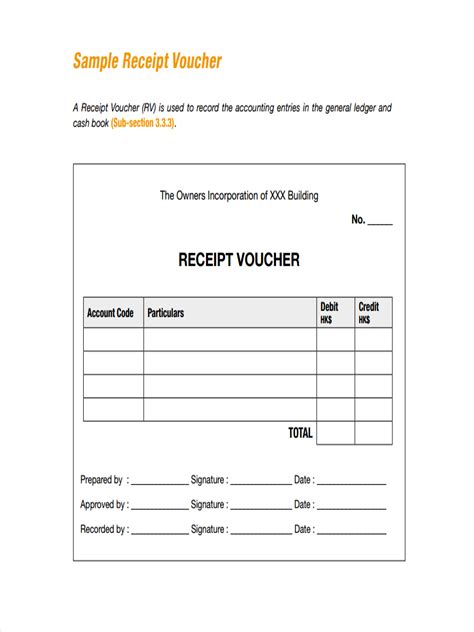Image result for Receipt Voucher Example