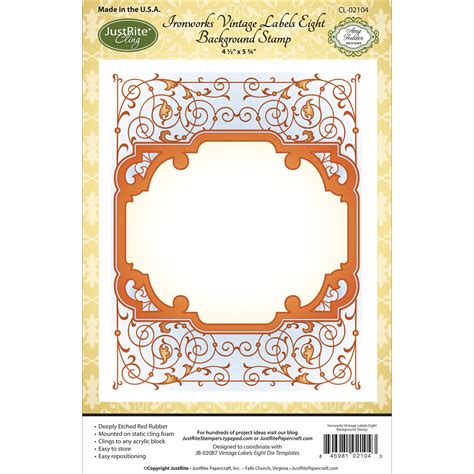 Buy Justrite Papercraft Cling Ironworks Vintage Labels Eight Background ...