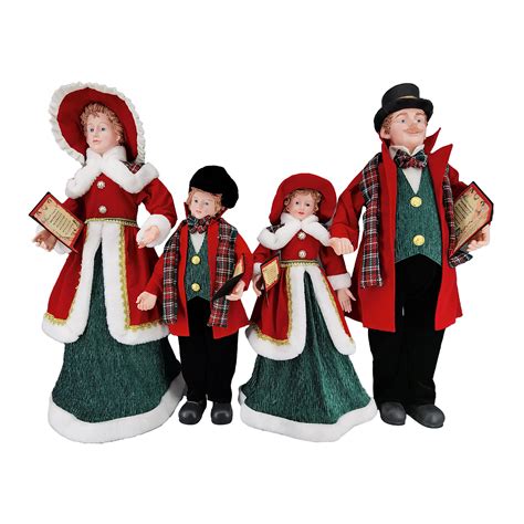 CAROLER FAMILY 4PC 29"-36" RED/GREEN/BLACK - Christmas Forever