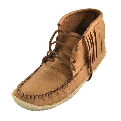 Men’s Crepe Sole Genuine Moose Hide Leather Fringed Moccasin Boots ...