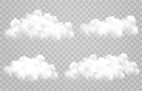 Realistic clouds on transparent background | Premium Vector