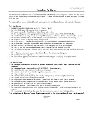 Fillable Online Guidelines for Guests Fax Email Print - pdfFiller