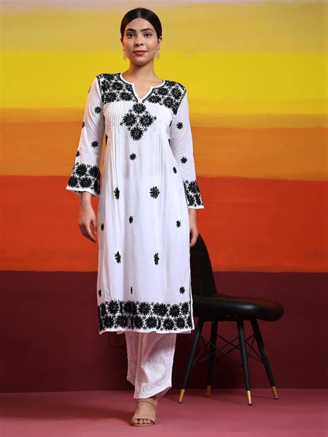 House Of Kari(Chikankari Clothing) - Fizaa Chikankari Long Kurta in ...