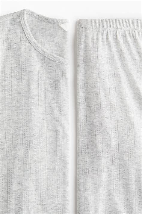 MAMA Pointelle jersey pyjamas - Light grey marl - Ladies | H&M IN