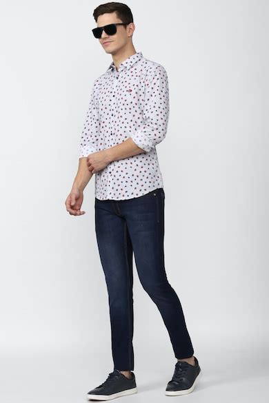 Buy Men White Super Slim Fit Print Full Sleeves Casual Shirt Online ...