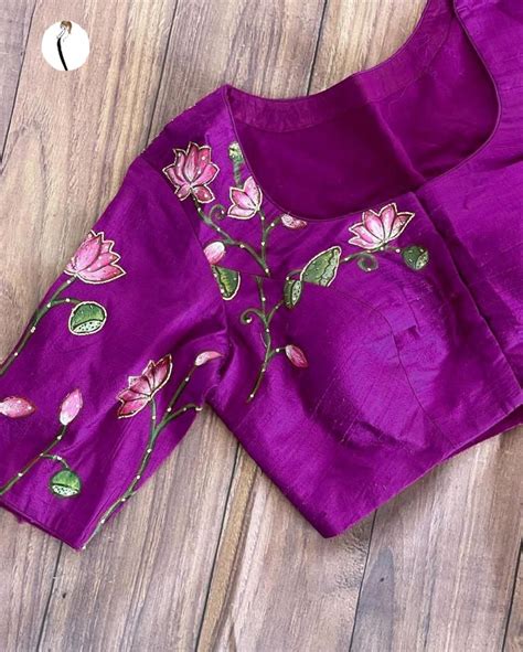 Purple shade Pure Silk hand work Readymade Blouse for women -GARI001P ...