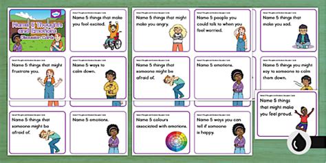Name 5 Thoughts and Emotions Discussion Cards (teacher made)